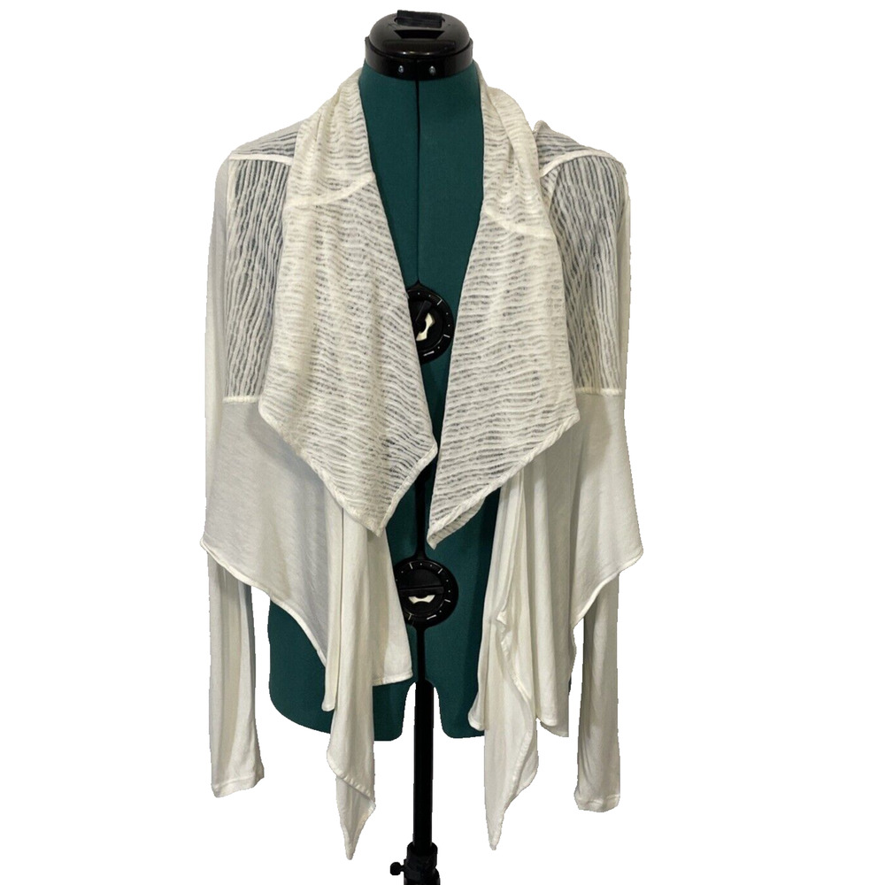 Anthropologie Vanessa Virgini Lacy White Knit Cardigan Sweater Open Sz Small